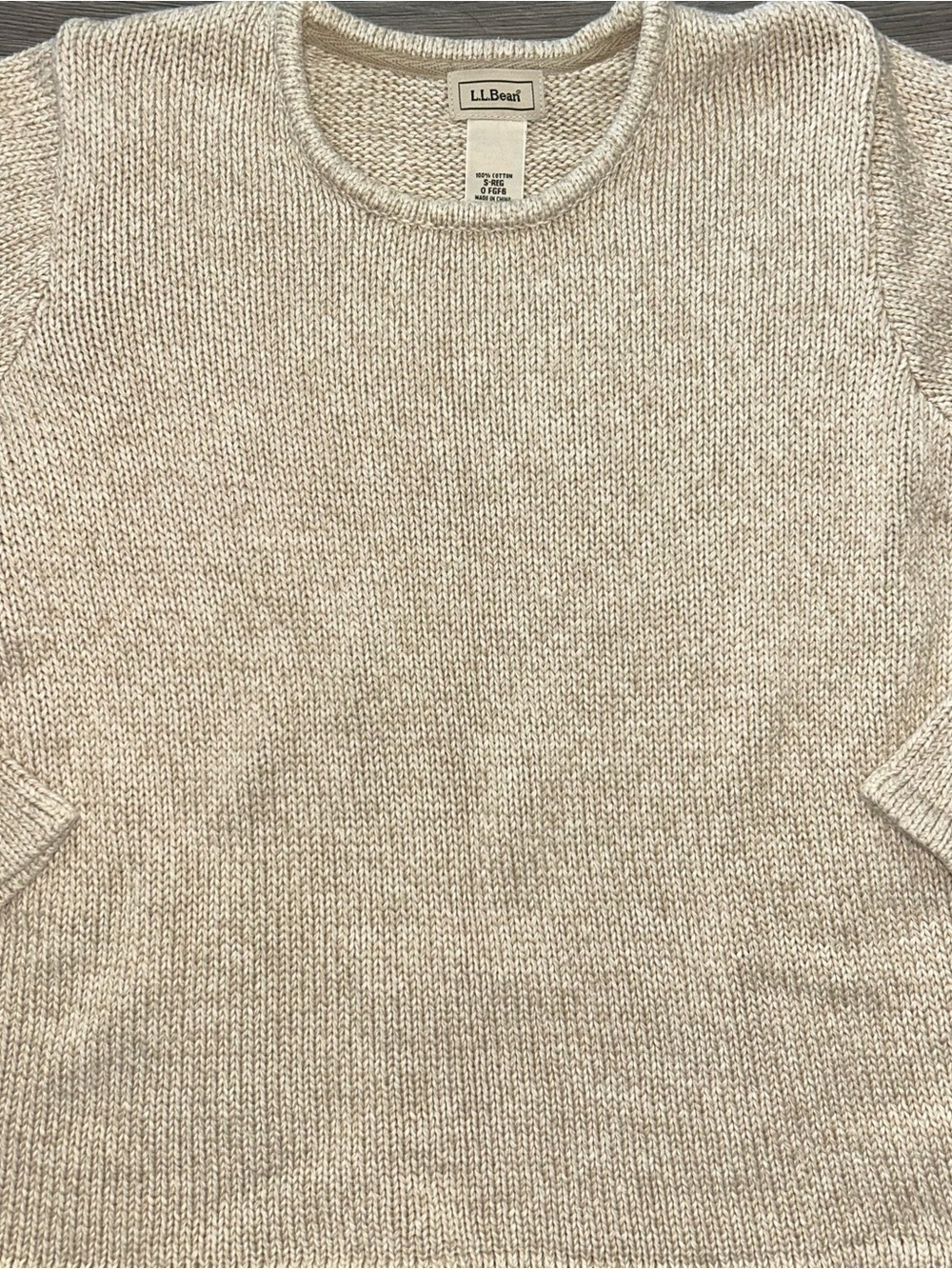 100% Cotton L.L. Bean Cream Knit Crewneck Sweater - Women's - Picture 2 of 7